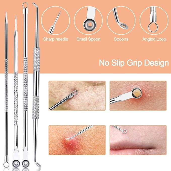 Blackhead Remover Tools, 15 PCS Pimple Popper Tool Kit, Acne Blackhead Tools for Blemish,410 Premium Professional Stainless Acne Pimple Extractor Tool with Metal Box