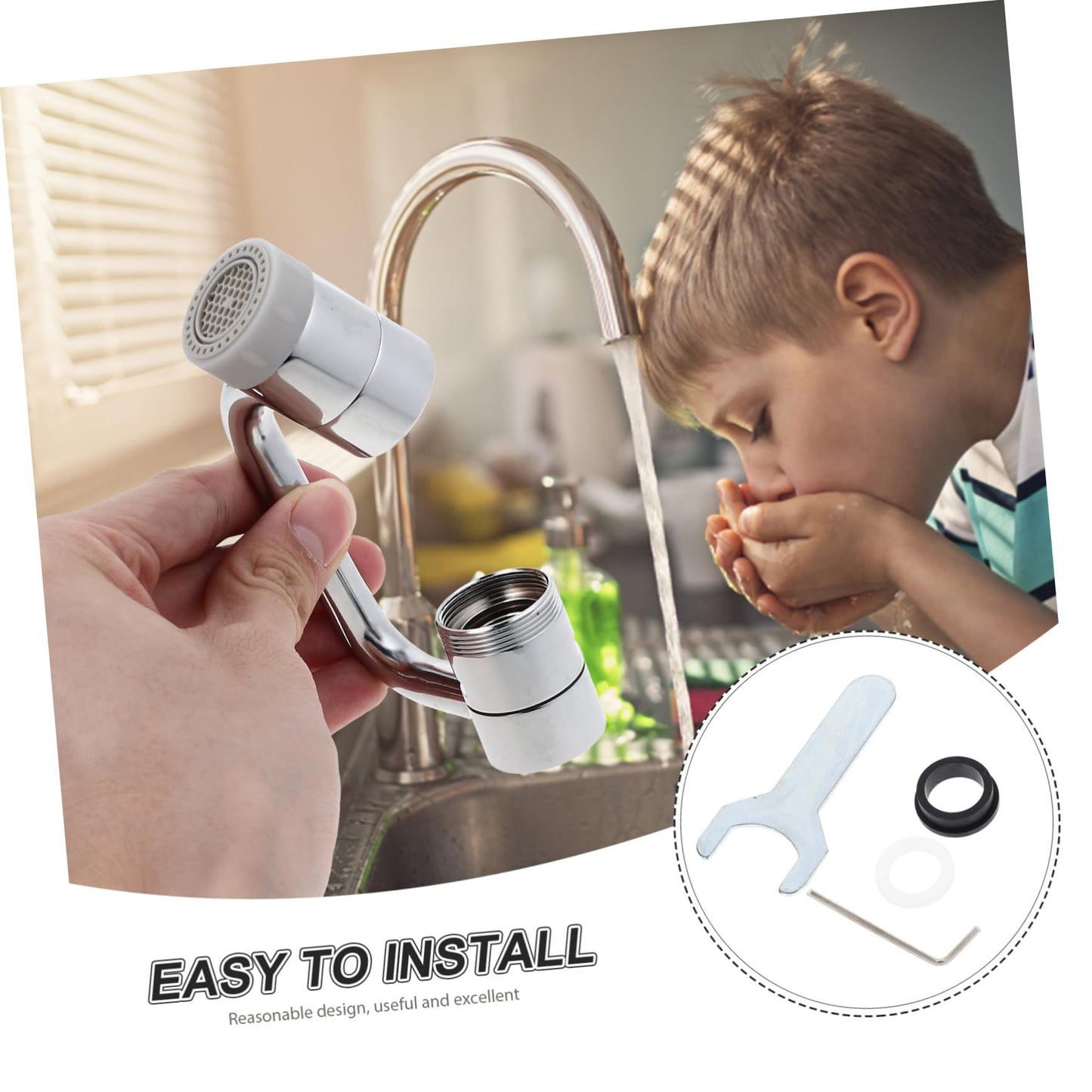 1440°Rotatable Faucet Aerator Extension - for Effortless, All-Angle Control, Rotating Swivel Faucet Aerator Extender, Kitchen Bathroom Sink Faucets Nozzle Attachment with 2 Mode Splash(1PC)