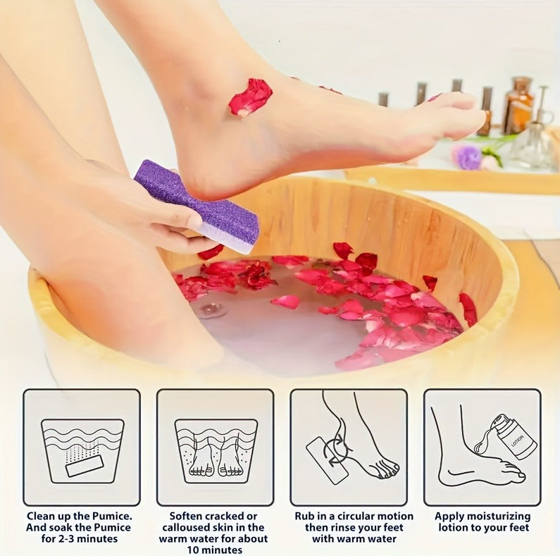 4 Pcs of Foot Pumice Stones and Scrubbers, Durable Exfoliating Pedicure Tools, Home Body - Cleansing Aids for Men and Women