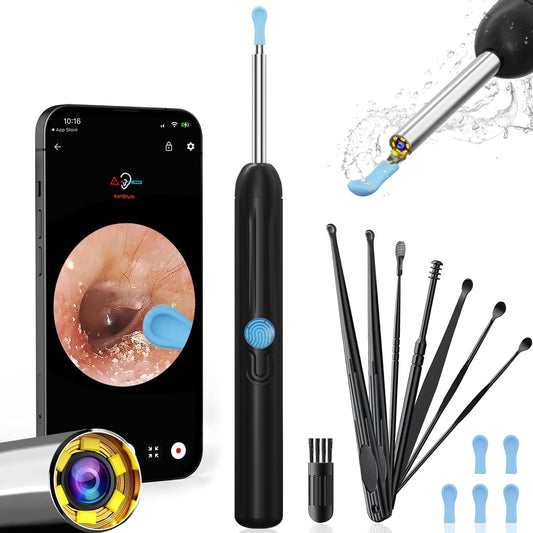 Silicone Ear Hygiene Set, HD Visual Earwax Removal Tool with Camera, 1296P HD Visual Ear Cleaner, Compatible with iPhone and Android Phones, Springtok, Spring Gift Set