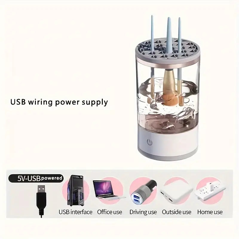 Electric Makeup Brush Cleaner,All-in- One Makeup Brush Cleaning Machine, Ultra - fast Electric Spinning Cleaner for Most Sized Brushes, Perfect Gift for Women