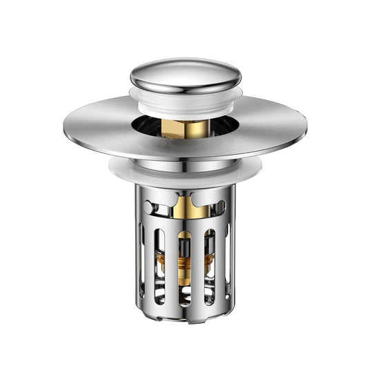 Bath Universal 2-in - 1 Bathroom Sink Stopper, Pop - up with Anti-Clog Removable Fine - Mesh Stainless Steel Filter Basket Drain Hair Stopper, Anti- Odor Stopper