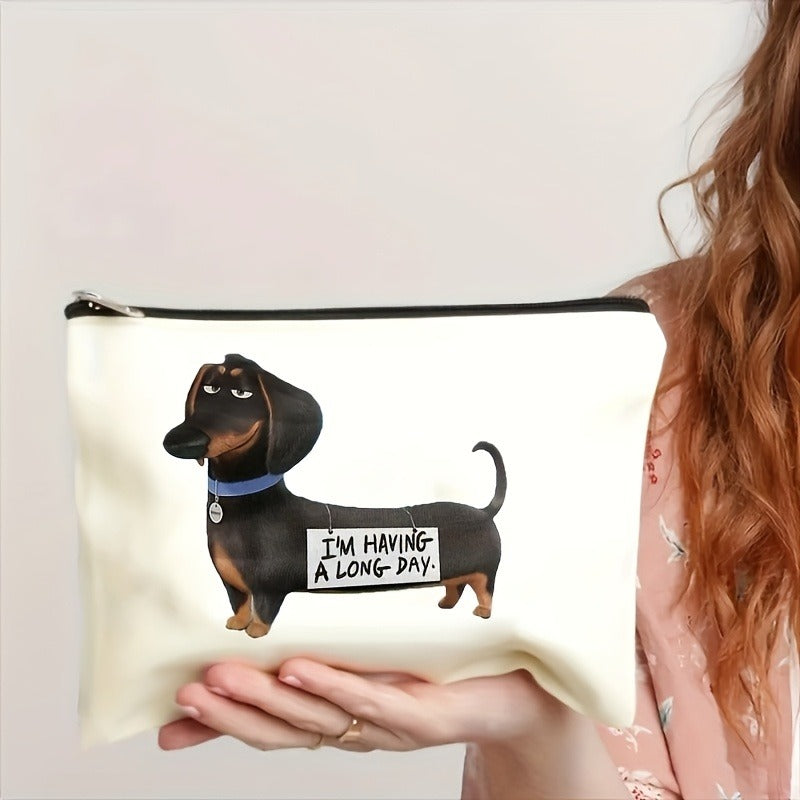 Dachshund Print Makeup Bag, Casual Versatile Storage Bag,Portable Travel Makeup Bag, Suitable for Women and All Instagrammable,Zipper Cosmetic Storage Bag, Durable Makeup Organizer