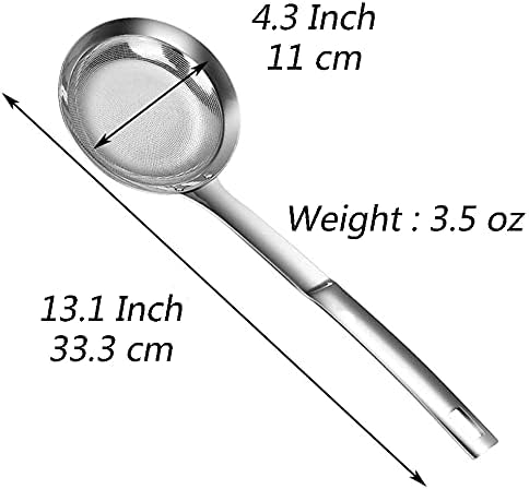 Filter Scoop Stainless Steel Fat Skimmer Spoon Fine Mesh Strainer Food Strainer With Ergonomic Handle Kitchen Oil Skimmer Strainer