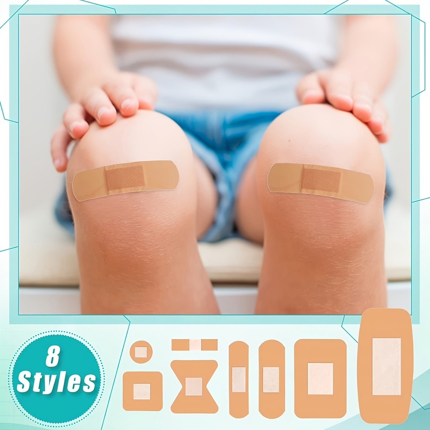 80-Pack PE Flexible Adhesive Bandages,All-in- One Waterproof and Highly Breathable Bandages with Cushioned Pad for Wound Care,Variety Pack with Finger & Knuckle Bandages