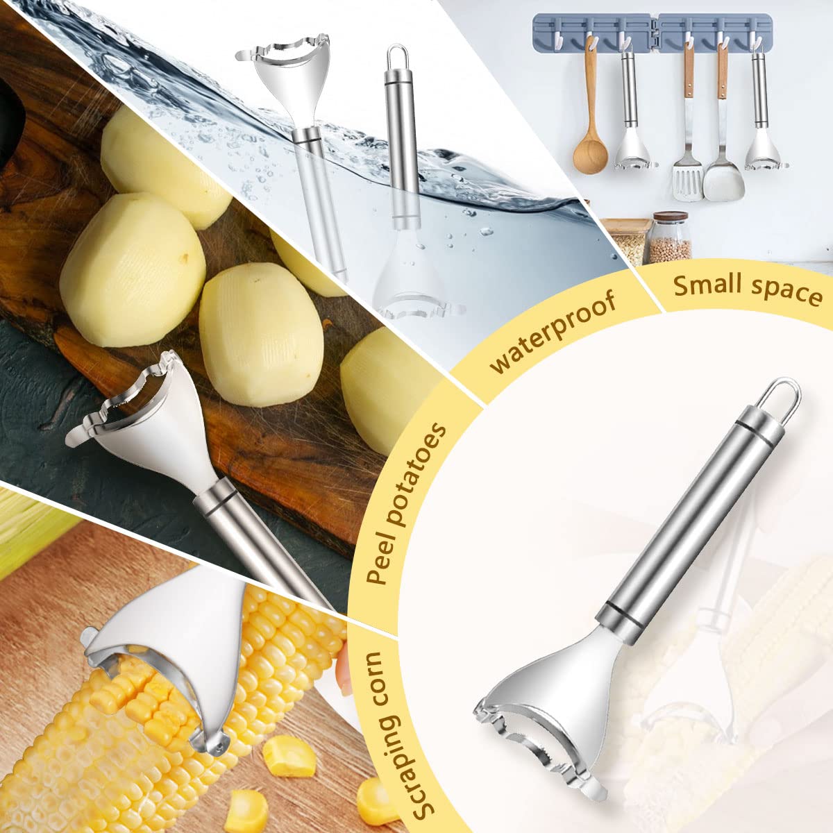 2 Counts Corn Peeler, Heavy - Duty Corn Shucker - Rustproof Steel Blade for Bulk Corn Processing