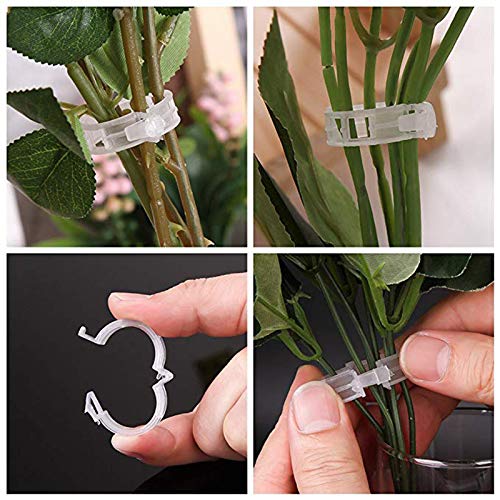 100 Counts Plant Support Clips, Vine Plastic Trellis Clips for Garden, Vine & Vegetable Support to Keep Plants Upright &Healthy(White)