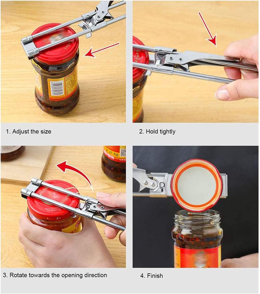 Jar Opener for Weak Hands, Stainless Steel Bottle Cap Opener for Effortless Opening, Gripper Tight Lid Opener for Seniors with Arthritis and Kids, Jar Gripper for Kitchen