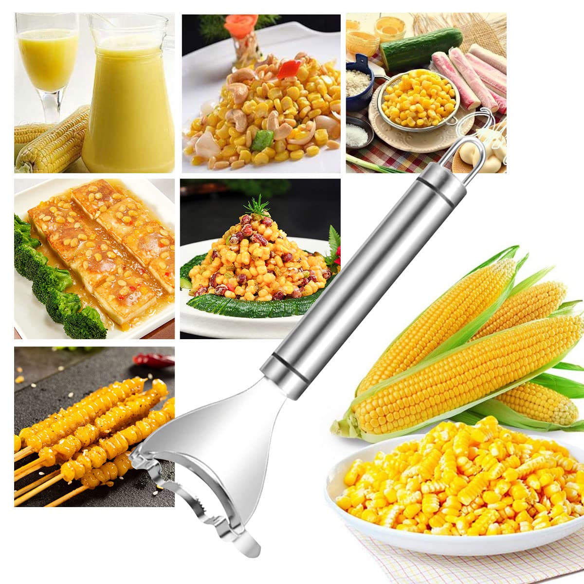2 Counts Corn Peeler, Heavy - Duty Corn Shucker - Rustproof Steel Blade for Bulk Corn Processing
