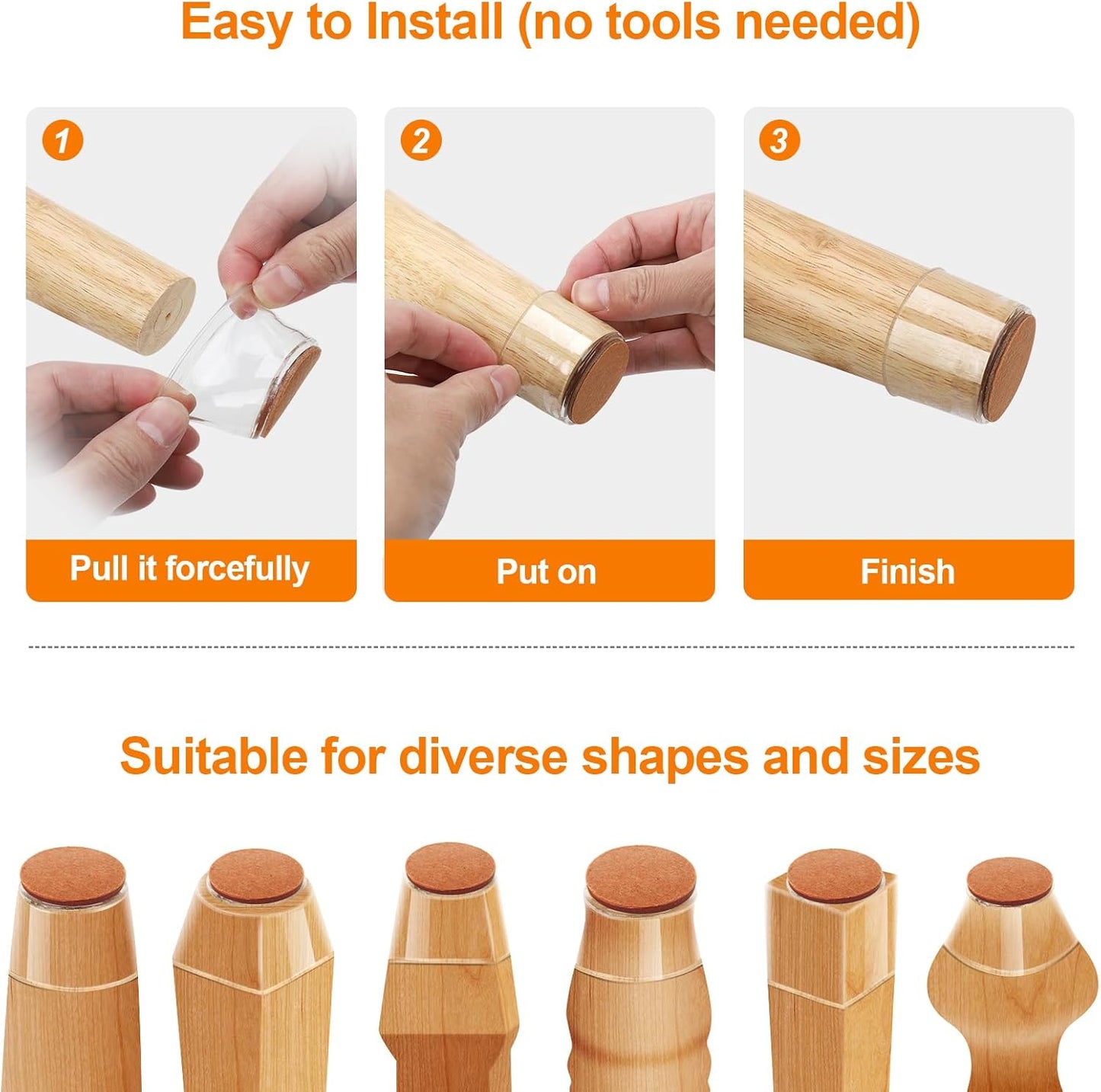 Chair rubber mat protects the floor from scratches and noise, chair foot mat, suitable for wood floors, tiles, daily household items non-slip felt slide.Fitted furniture leg covers