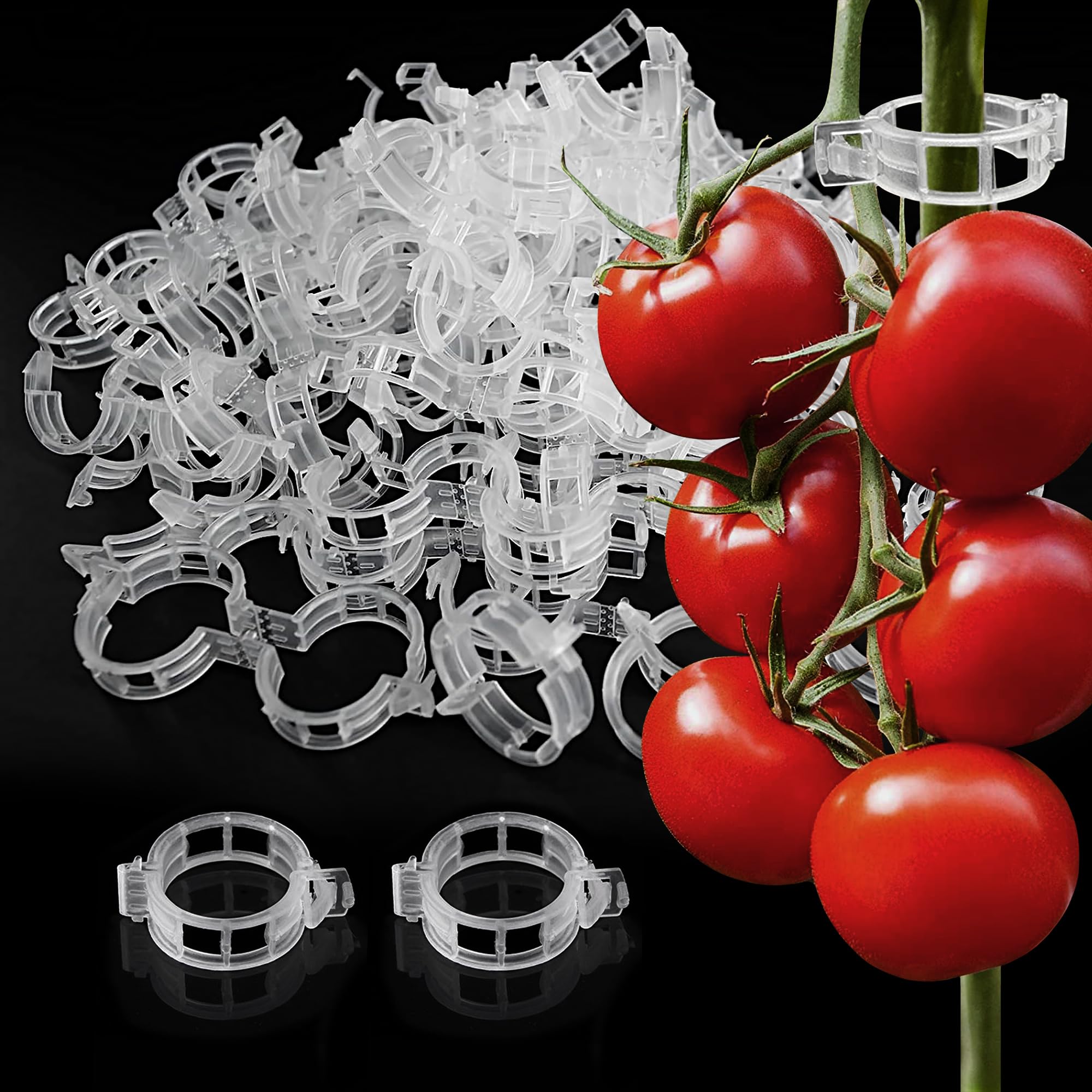 100 Counts Plant Support Clips, Vine Plastic Trellis Clips for Garden, Vine & Vegetable Support to Keep Plants Upright &Healthy(White)