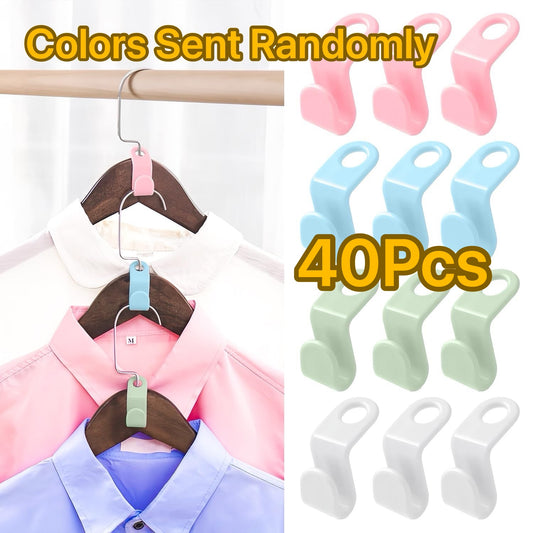 40 Counts Hanger Connector Hooks for Clothes Storage,Space - Saving Organizer，Space Saver Hangers,Hangers Accessory for Lightweight Hanging,Colors Sent Randomly