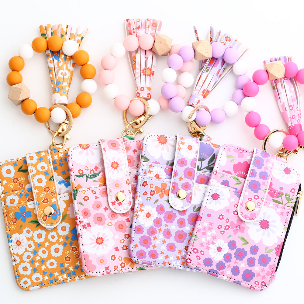 Chic Boho Keychain with Flower Wallet -Ideal for Key & Bag Decor, Gift for Her