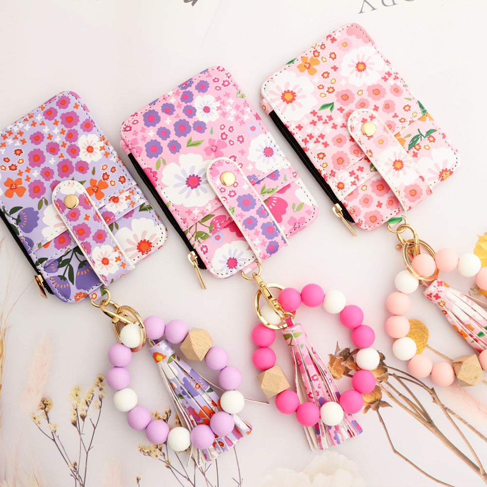 Chic Boho Keychain with Flower Wallet -Ideal for Key & Bag Decor, Gift for Her