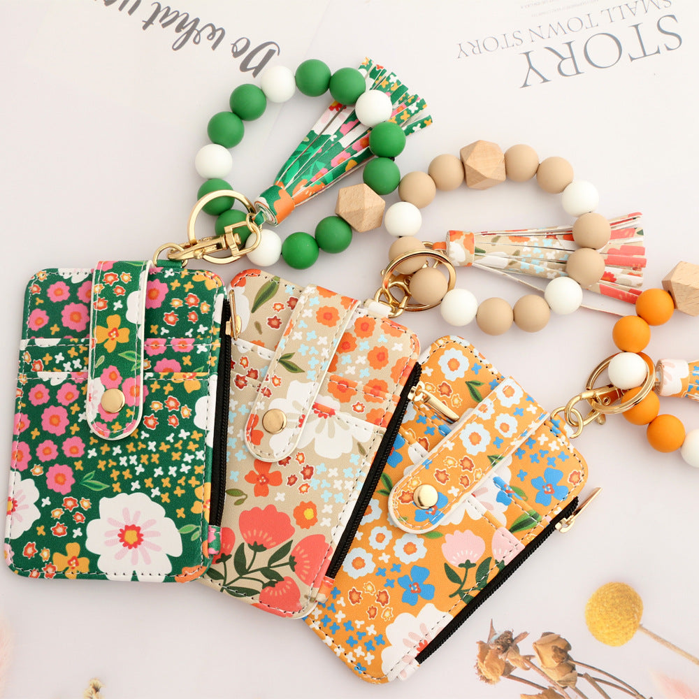 Chic Boho Keychain with Flower Wallet -Ideal for Key & Bag Decor, Gift for Her