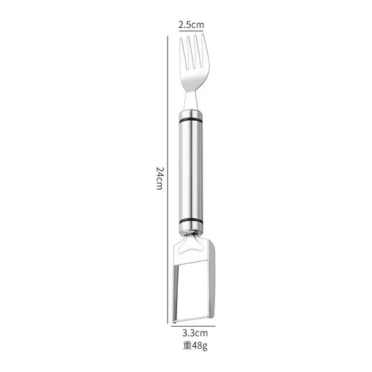 Watermelon Fork Slicer Cutter Slicer Tool, 2 -in-1 Stainless Steel Fruit Cutter, Dual Head Fruit Forks Slicer Knife with Round Handle,Fruit Cutting Kitchen Utensils,Portable Stvlish