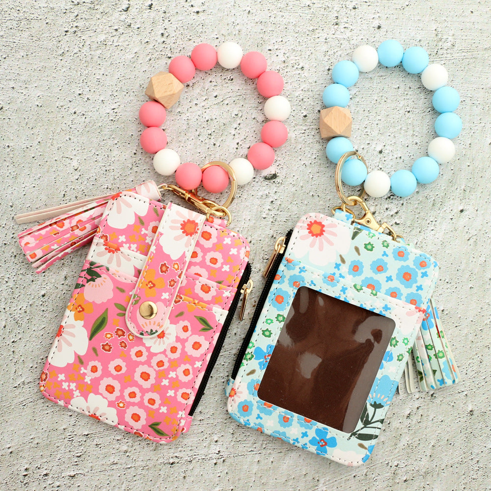 Chic Boho Keychain with Flower Wallet -Ideal for Key & Bag Decor, Gift for Her