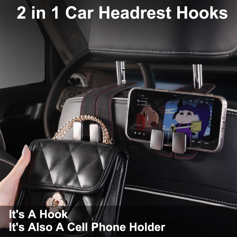 Car Seat Back Storage Hook, 1Count PU Leather Concealed Hook, Multipurpose & Durable, Ideal Car Interior Accessories
