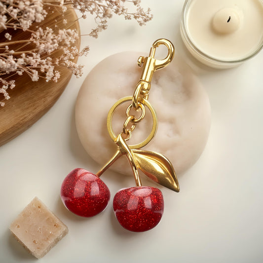 Keychain Cherry Bag Charms Purse，Key Chains Women Cute - Car key Accents for leather handbags，