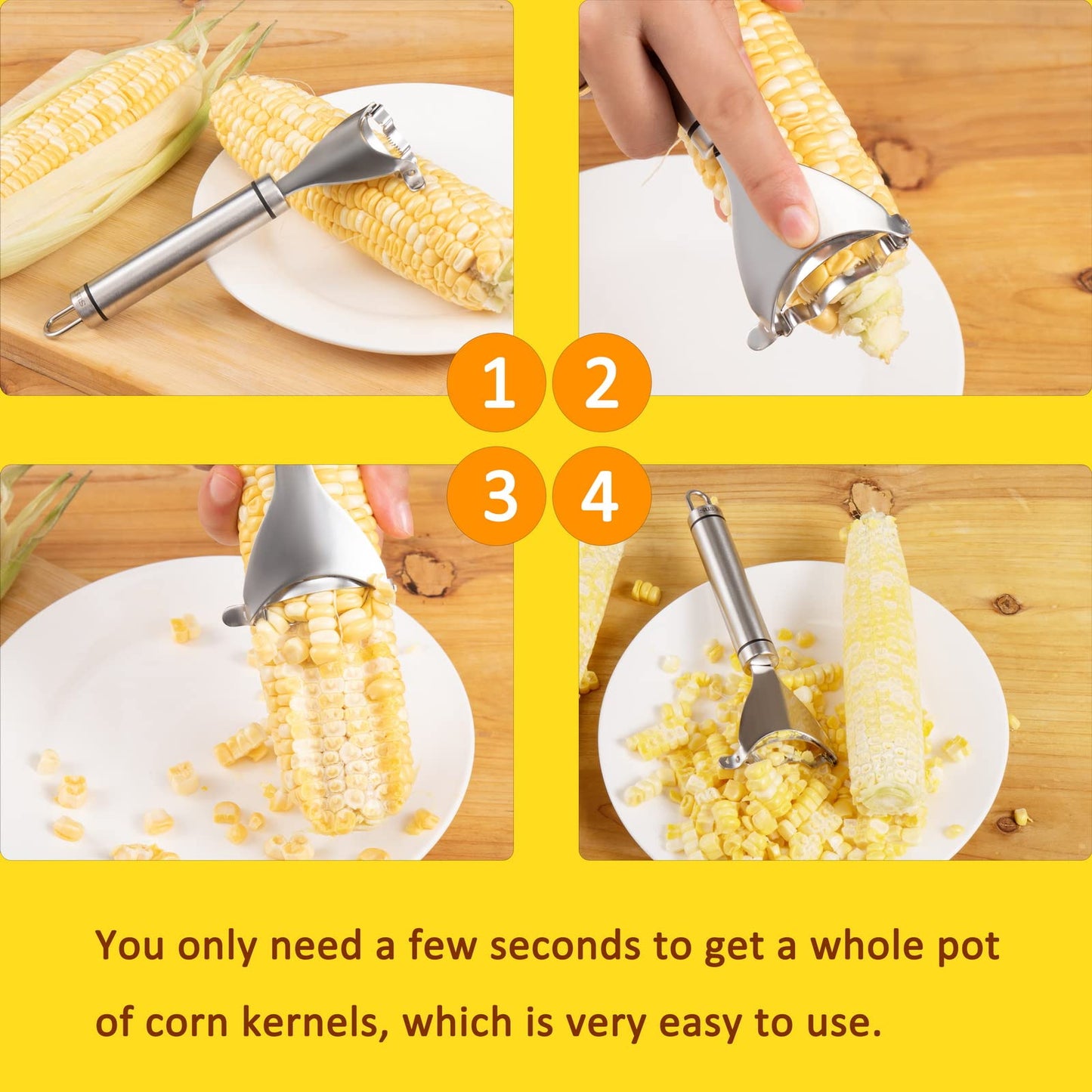 2 Counts Corn Peeler, Heavy - Duty Corn Shucker - Rustproof Steel Blade for Bulk Corn Processing