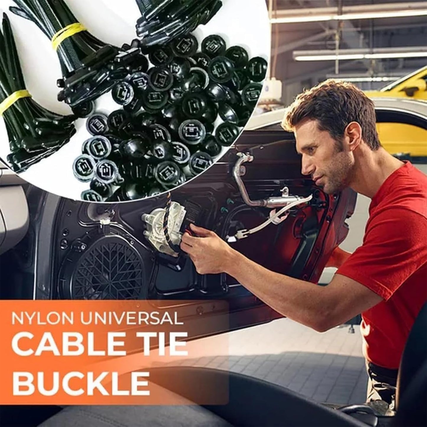 Universal Nylon Cable Tie Buckles:50Pcs Heavy- Duty Self-Locking Organizer