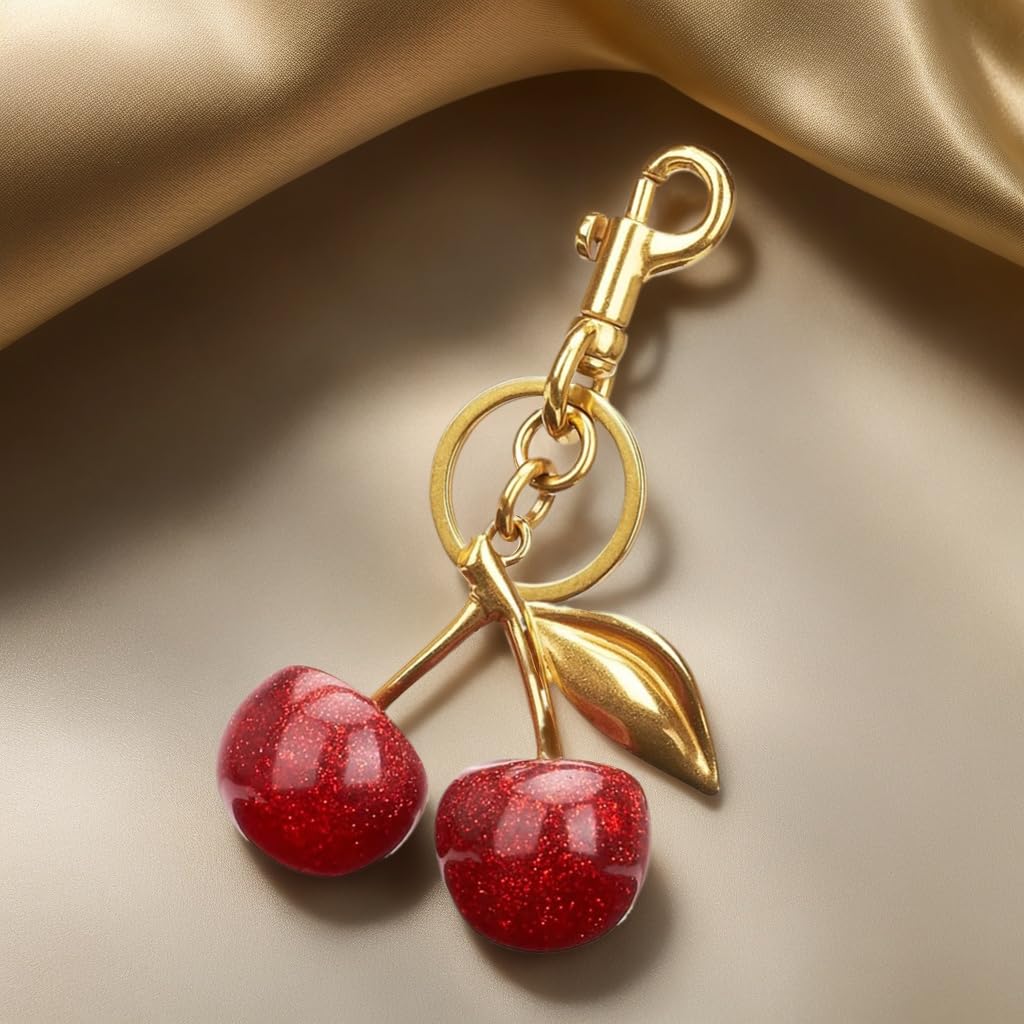 Keychain Cherry Bag Charms Purse，Key Chains Women Cute - Car key Accents for leather handbags，