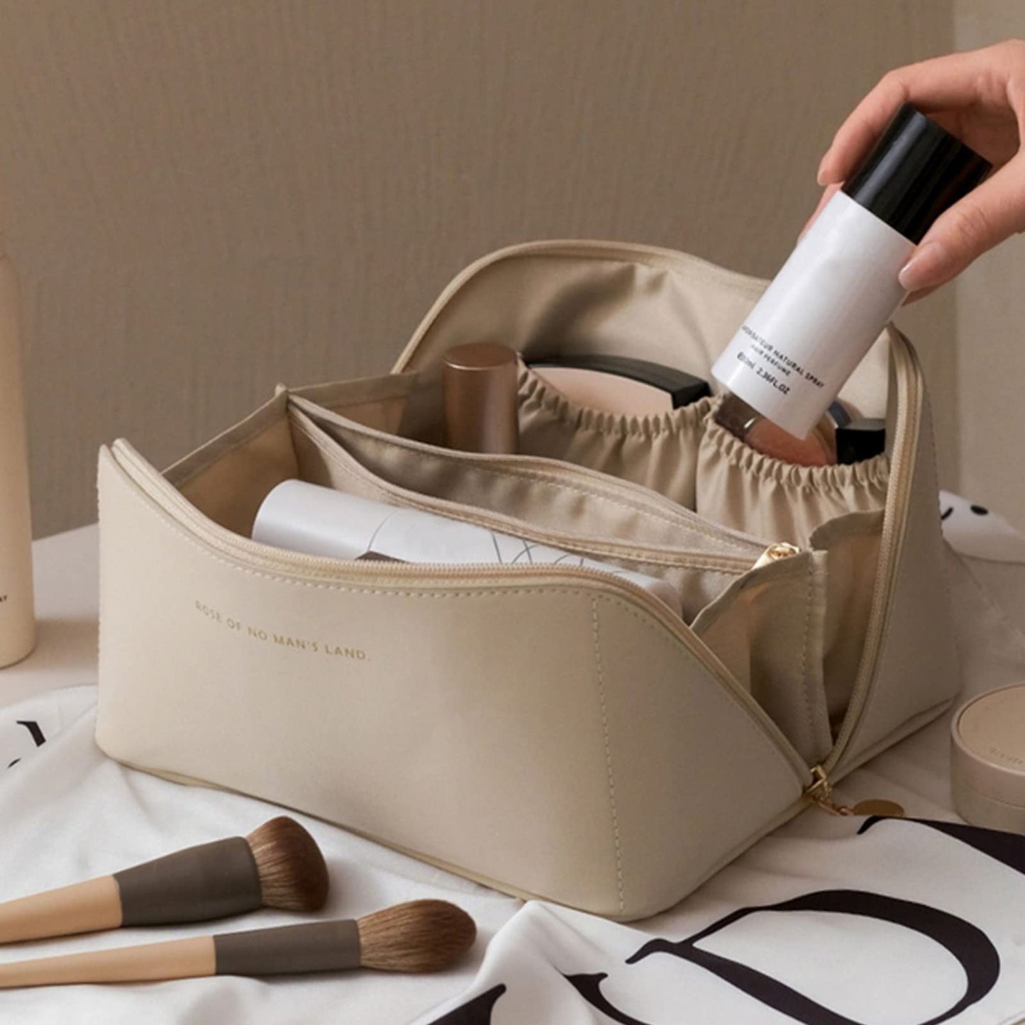 Compact yet Spacious Makeup Pouch: Ideal for Daily Use, Weekend Trips & Professional Makeup Artists