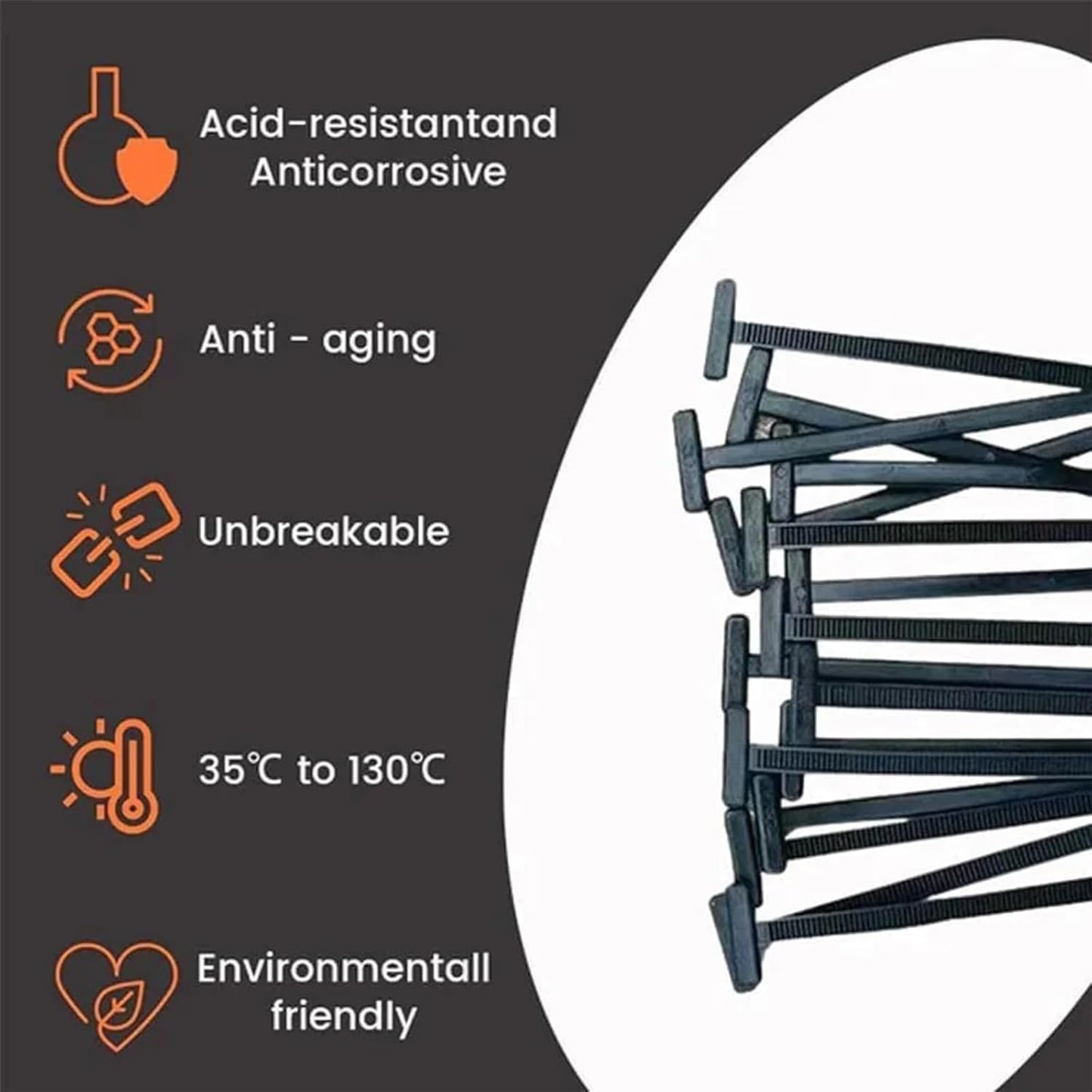Universal Nylon Cable Tie Buckles:50Pcs Heavy- Duty Self-Locking Organizer