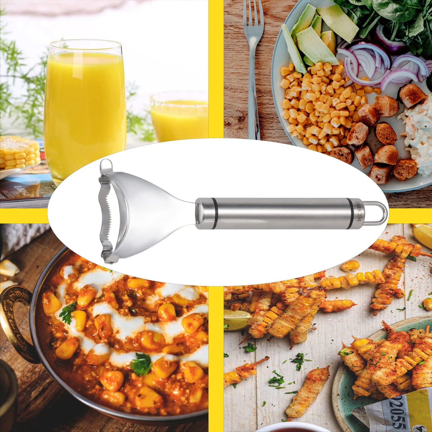 2 Counts Corn Peeler, Heavy - Duty Corn Shucker - Rustproof Steel Blade for Bulk Corn Processing